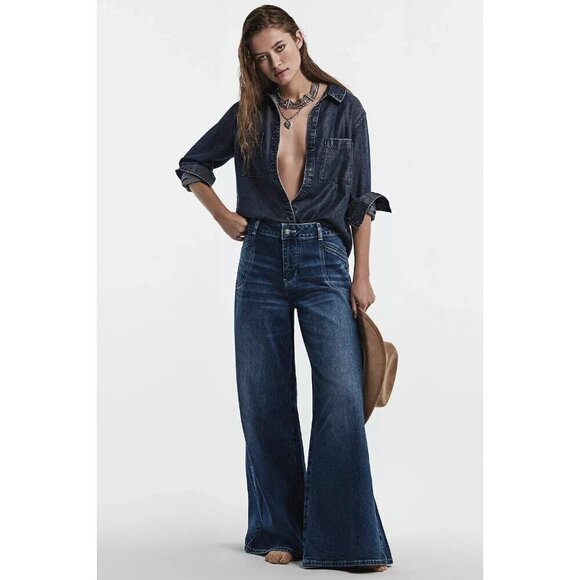 Pilcro Denim - Anthropologie Pilcro High-Rise Wide-Leg Trouser Jeans 29